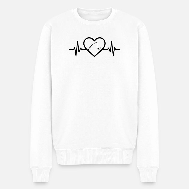Pêche Poisson Pêche Coeur - Pull Premium bio Homme - blanc