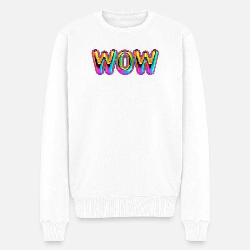 3D WOW Ballon Regenbogen Shirt - Männer Premium Bio Pullover - Weiß