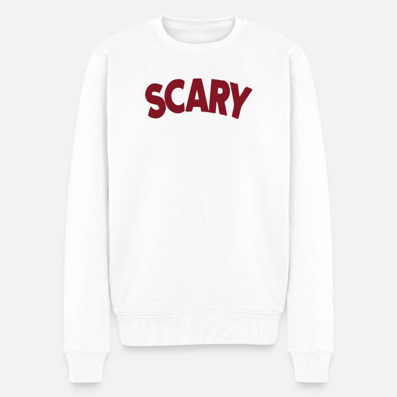 Lettrage Scary Rouge Bold - Pull Premium bio Homme - blanc