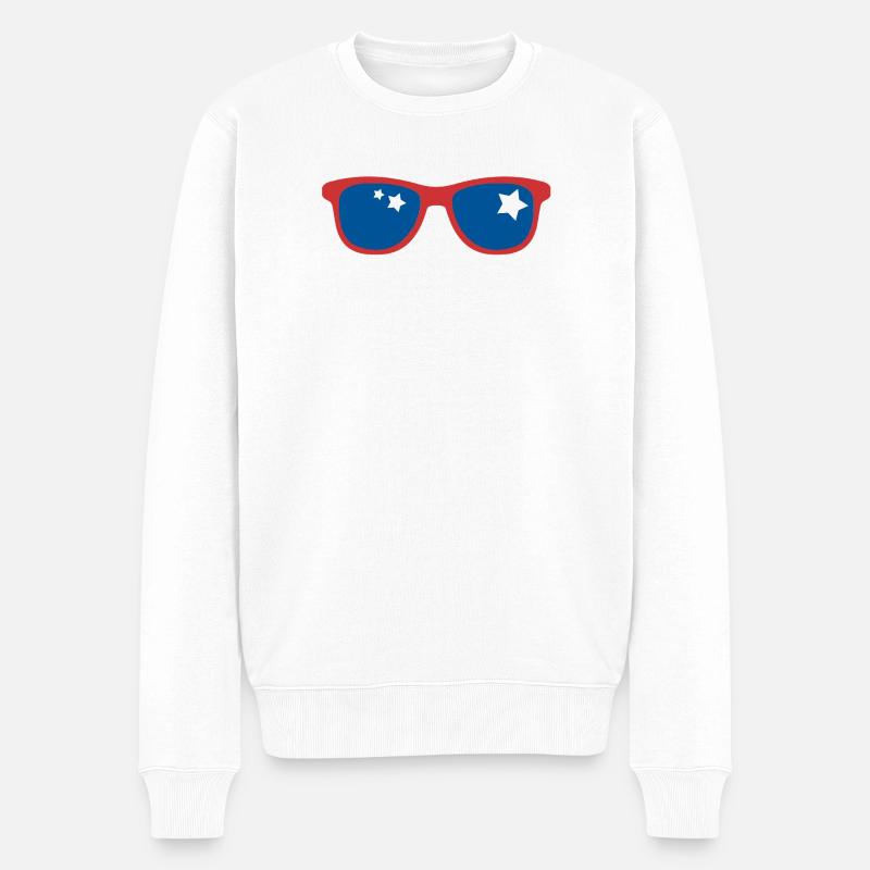 Pop Art Sonnenbrille - Männer Premium Bio Pullover - Weiß