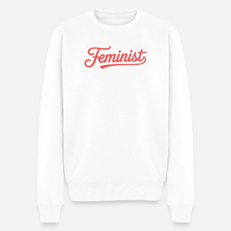 Feministisch – Feminismus Logo T-Shirt - Männer Premium Bio Pullover - Weiß