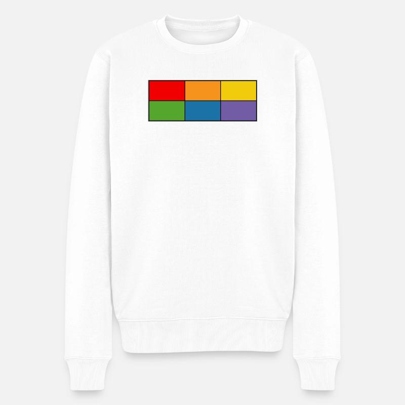 LGBT_Regenbogen_Farbblock grille - Pull Premium bio Homme - blanc