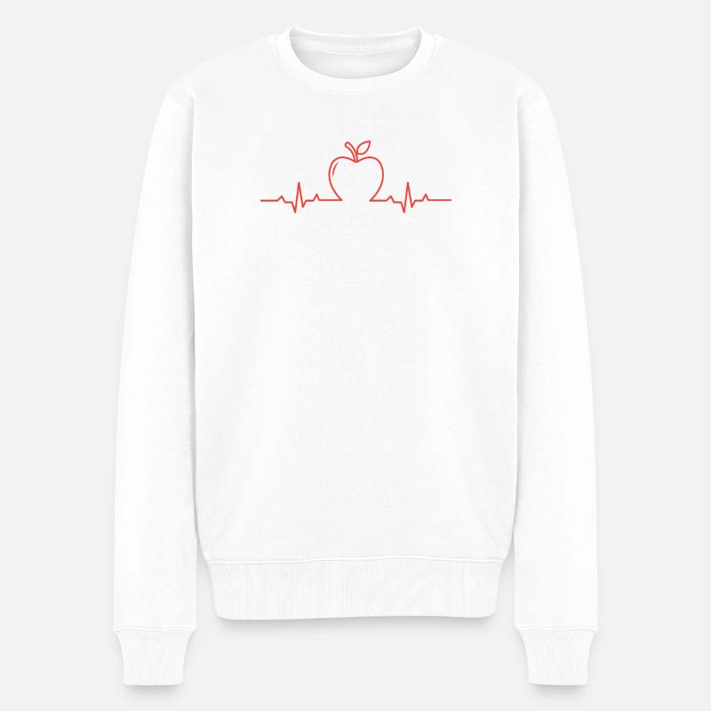 Apfellehrer-Herzschlag - Männer Premium Bio Pullover - Weiß