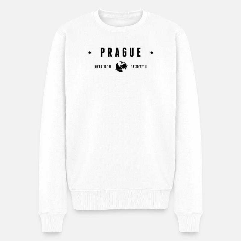 Prague Coordonnées GPS République Tchèque - Pull Premium bio Homme - blanc