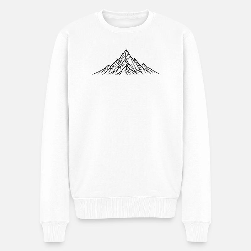 Nachtliche Bergsilhouette - Männer Premium Bio Pullover - Weiß