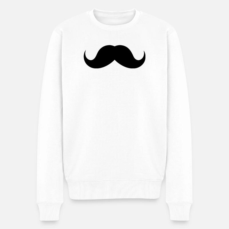 Schnurrbart - Männer Premium Bio Pullover - Weiß
