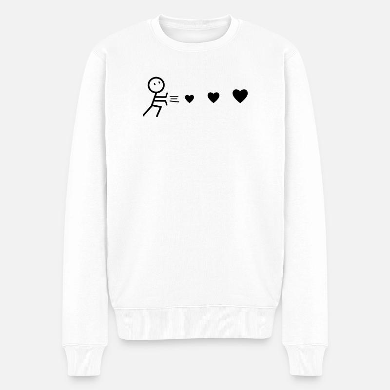 Herzenswerfender Schwarzer Mann - Männer Premium Bio Pullover - Weiß