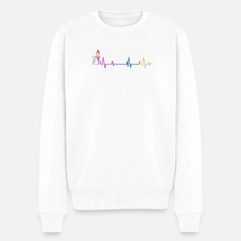 Regenbogen Puls Silhouette - Männer Premium Bio Pullover - Weiß