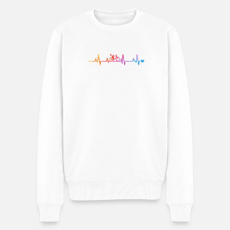 Lignes d’impulsion de vélo arc-en-ciel - Pull Premium bio Homme - blanc