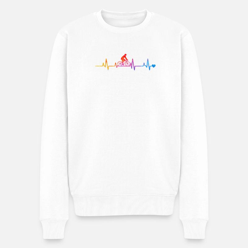 Regenbogenradeln mit Herzschlag - Männer Premium Bio Pullover - Weiß