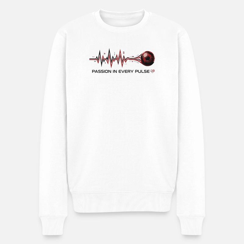 Pulse to Goal Fußball-Leidenschaft - Männer Premium Bio Pullover - Weiß