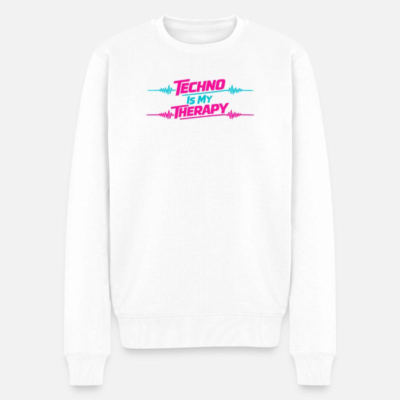 Technothérapie Ondes Néon - Pull Premium bio Homme - blanc