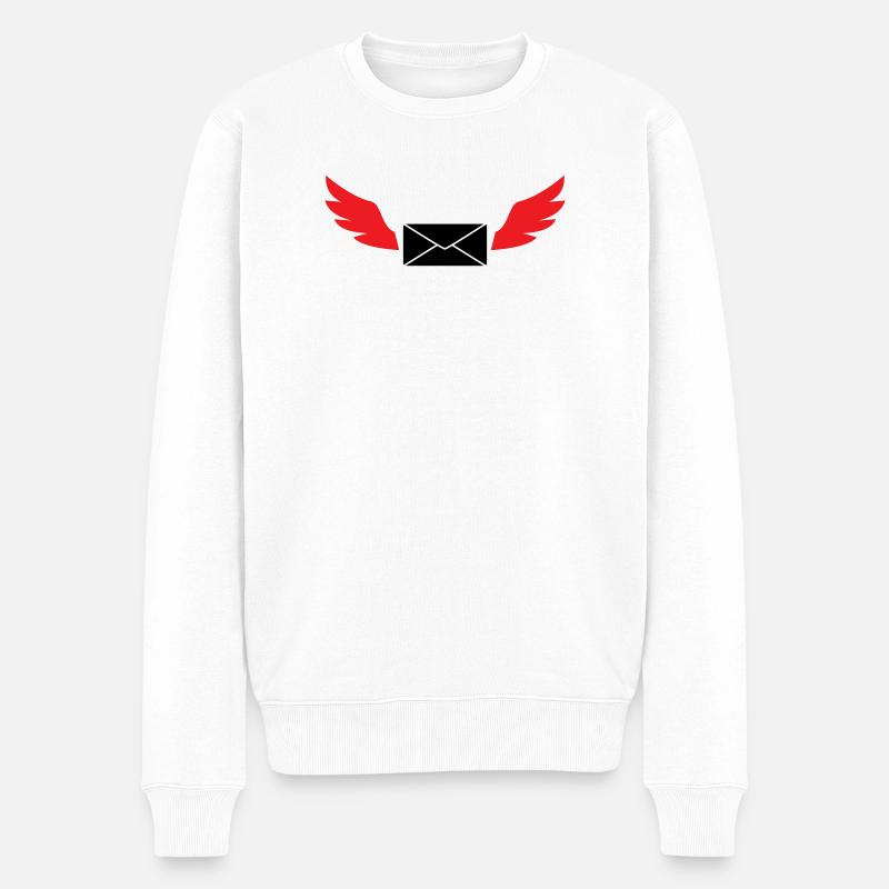 Express-Umschlag mit Flügelpost - Männer Premium Bio Pullover - Weiß