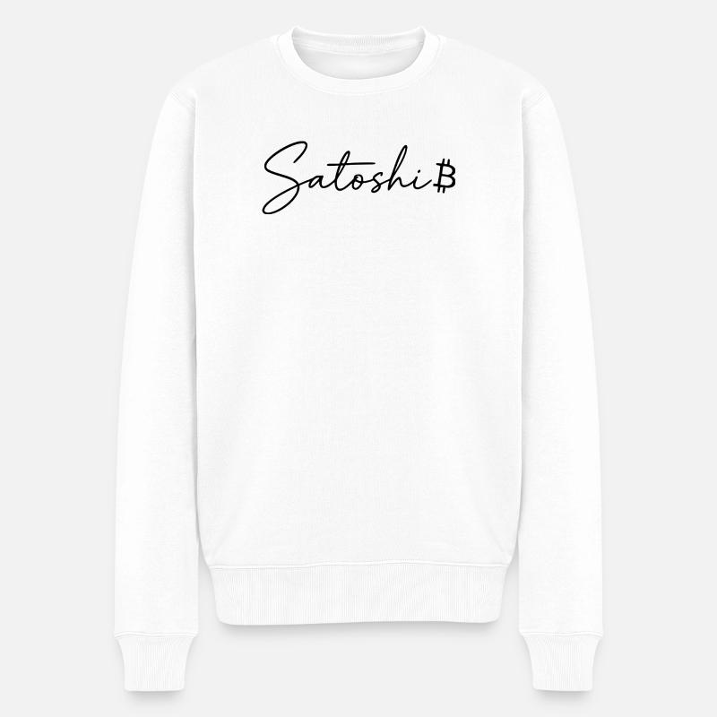 Satoshi Bitcoin Geschenk für Krypto Trader - Männer Premium Bio Pullover - Weiß