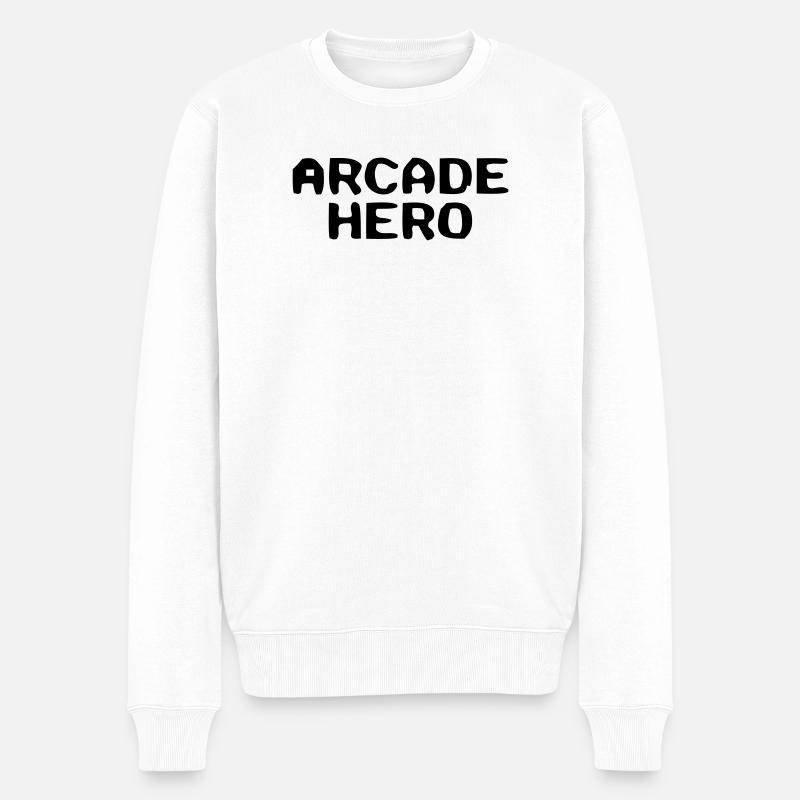 Lettrage rétro Arcade Hero - Pull Premium bio Homme - blanc