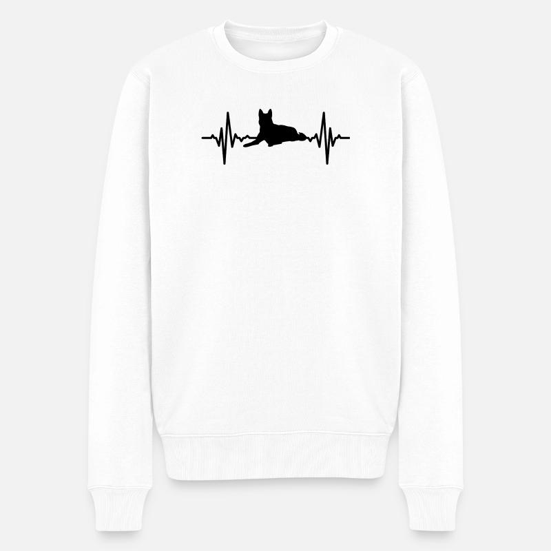 Hunde Herzlinie - Männer Premium Bio Pullover - Weiß