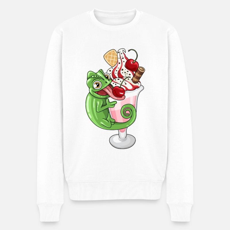 Sundae avec caméléon - Pull Premium bio Homme - blanc
