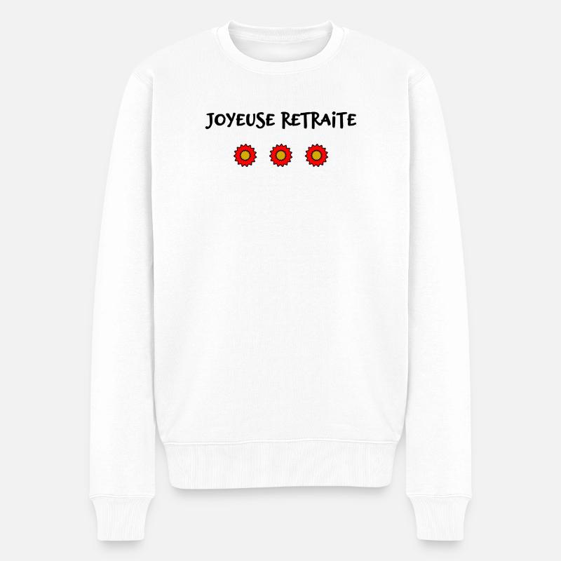 RETRAITE. BONNE RETRAITE. JOYEUSE RETRAITE - Pull Premium bio Homme - blanc