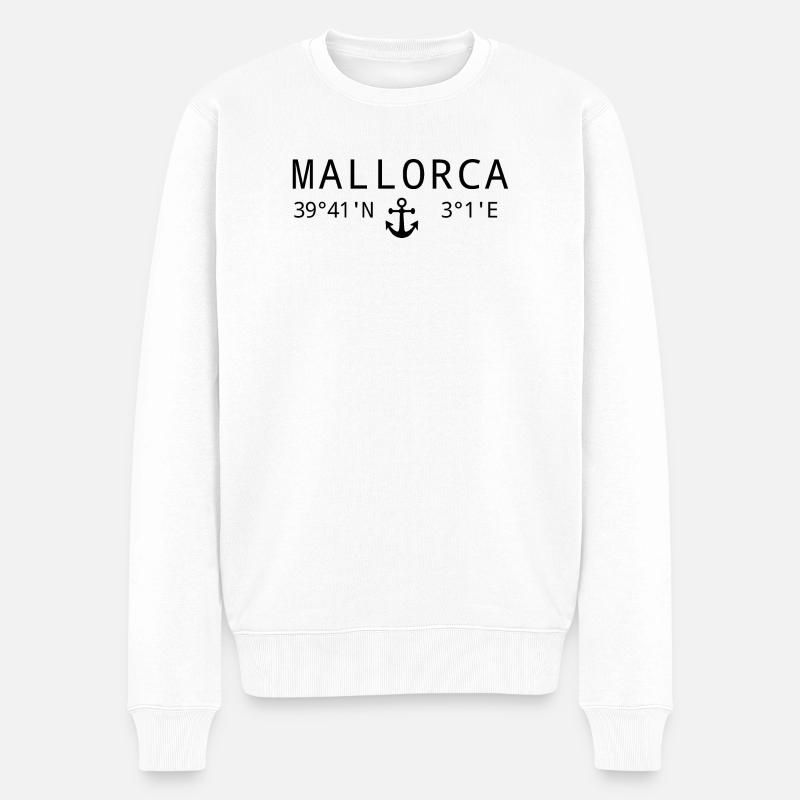 Mallorca Koordinaten - Männer Premium Bio Pullover - Weiß