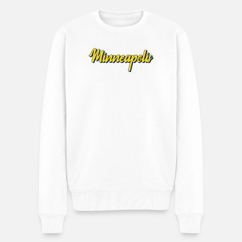 Minneapolis Schriftzug BlauGelb - Männer Premium Bio Pullover - Weiß