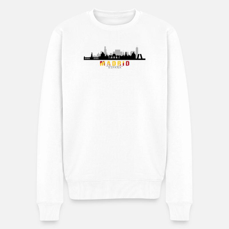 Madrid España Spanien Silhouette - Männer Premium Bio Pullover - Weiß