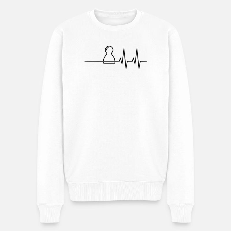  Brettspieler Herzschlag: EKG-Linie - Männer Premium Bio Pullover - Weiß