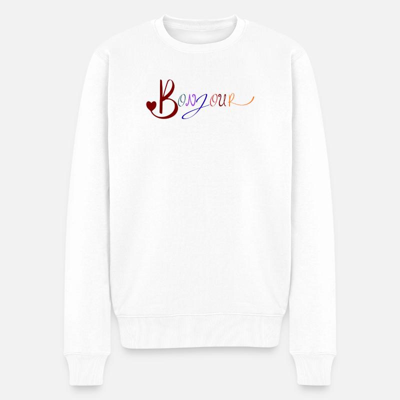 Bonjour mignon français salutation design - Pull Premium bio Homme - blanc