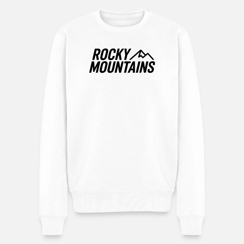 Rocky Mountains - Souvenir-Design - Männer Premium Bio Pullover - Weiß
