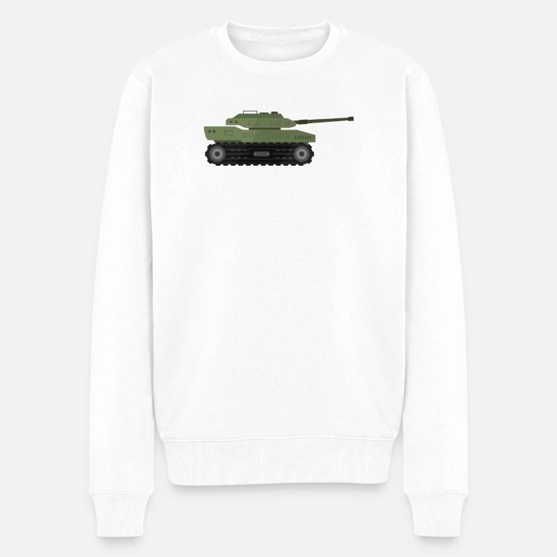Militärpanzer - Männer Premium Bio Pullover - Weiß