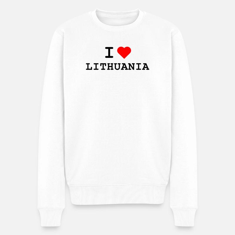 Ich liebe Litauen - I love Lithuania - Männer Premium Bio Pullover - Weiß