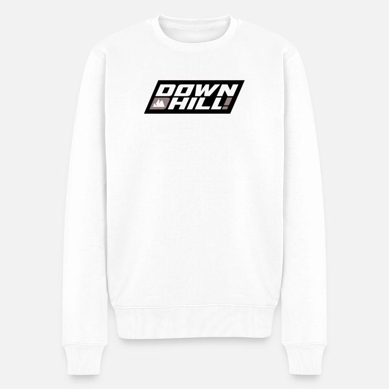 Downhill Bergtrail Logo - Männer Premium Bio Pullover - Weiß