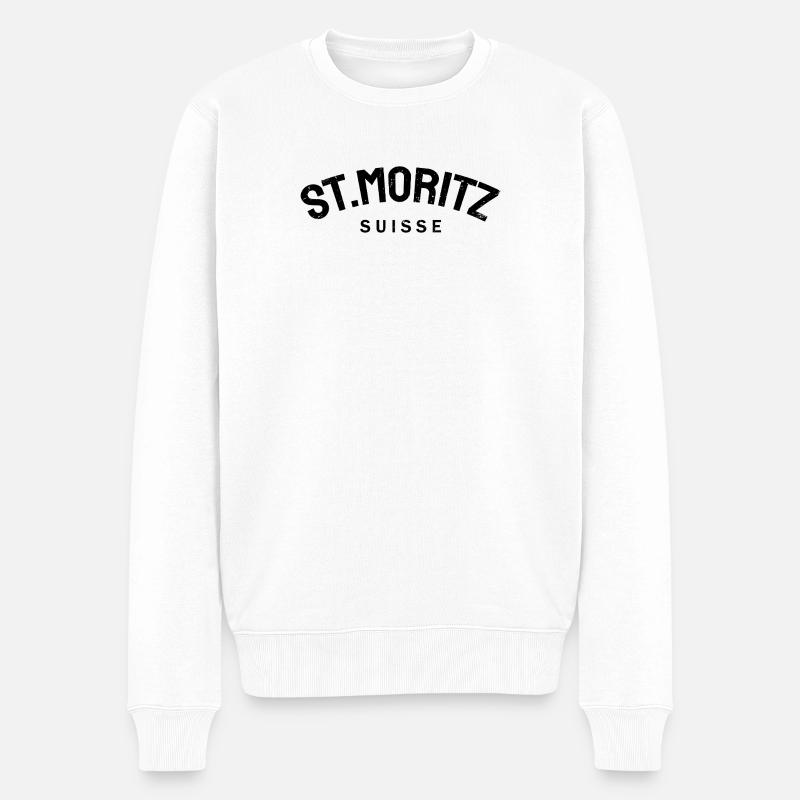 St. Moritz - Suisse - Schweiz - Swiss - Männer Premium Bio Pullover - Weiß