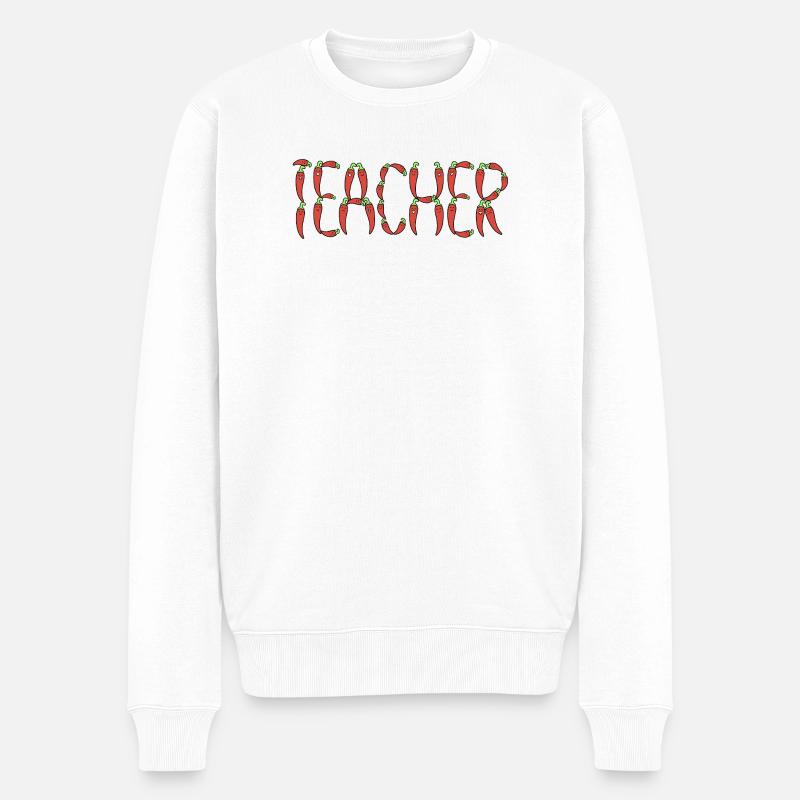 Chili-Lehrer - Männer Premium Bio Pullover - Weiß