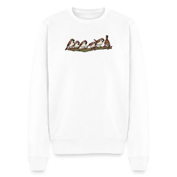 Sparrows on a branch nature illustration - Men's Premium Organic Jumper - white - Front - Thijin (182cm)