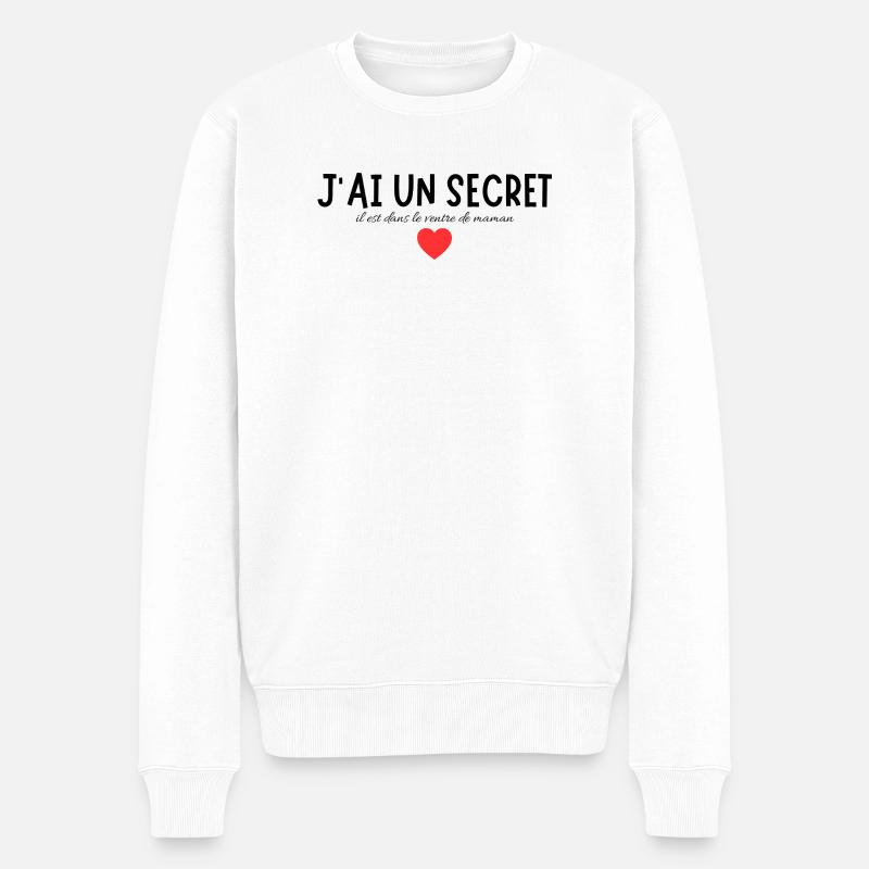 Message secret au symbole affectif - Pull Premium bio Homme - blanc