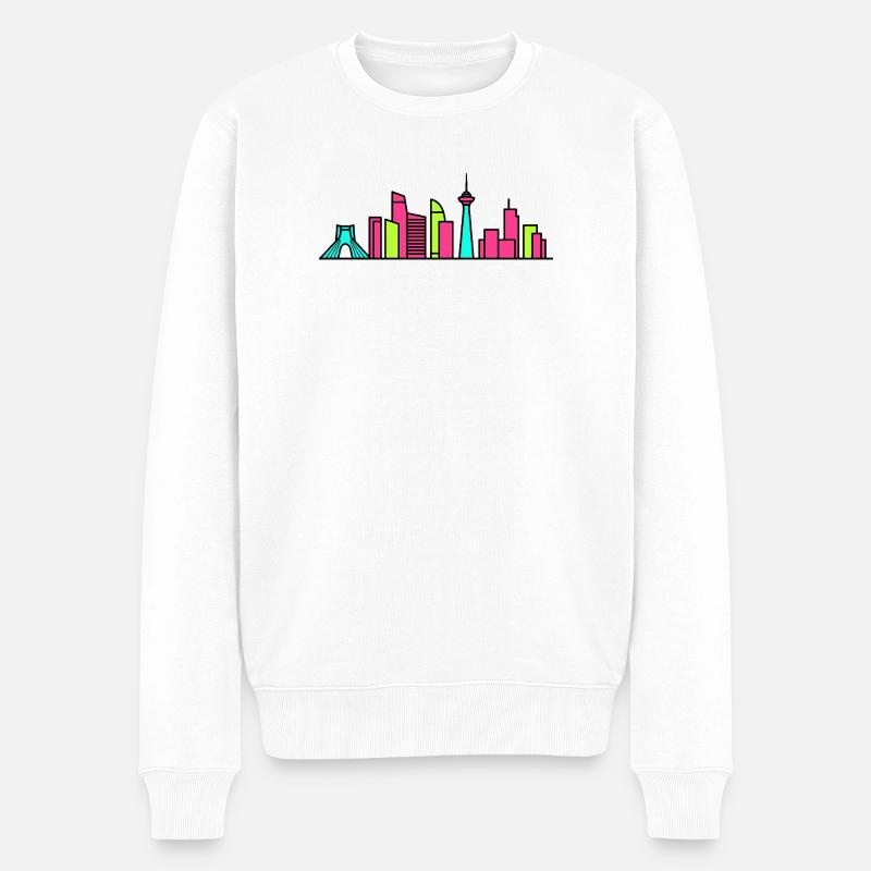 Teheraner Stadtsilhouette Azadi-Turm Moderne Kunst - Männer Premium Bio Pullover - Weiß