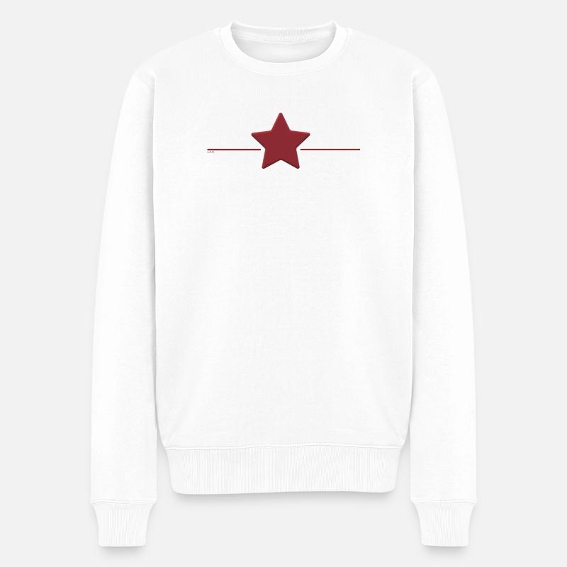 Roter Stern mit Randlinie - Männer Premium Bio Pullover - Weiß