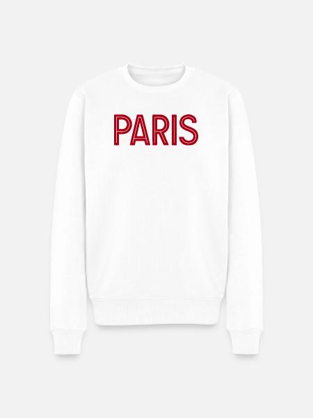 Paris Red Geometric Typography - Men's Premium Organic Jumper - white