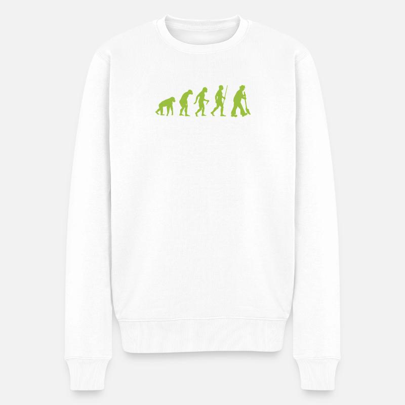 Évolution - de l’homme préhistorique à l’amoureux des jardins - Pull Premium bio Homme - blanc