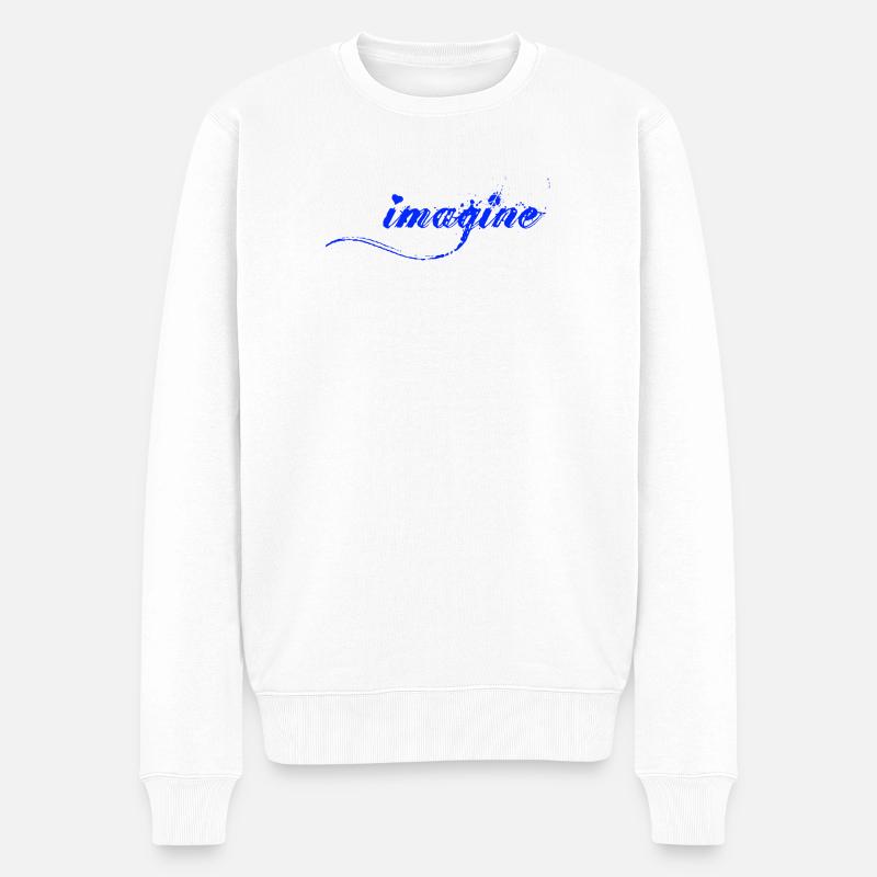 Imaginez des éclats bleus de lettres en couleur - Pull Premium bio Homme - blanc