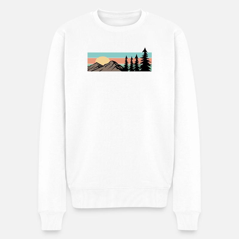 Camping Wald Berg Retro  - Männer Premium Bio Pullover - Weiß