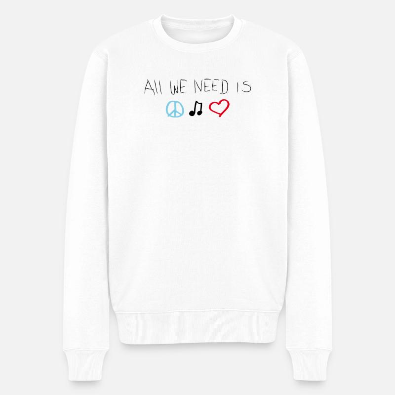 Peace, love & music - Männer Premium Bio Pullover - Weiß