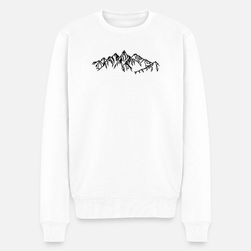 Berge Schwarze Silhouetten im Nebel - Männer Premium Bio Pullover - Weiß