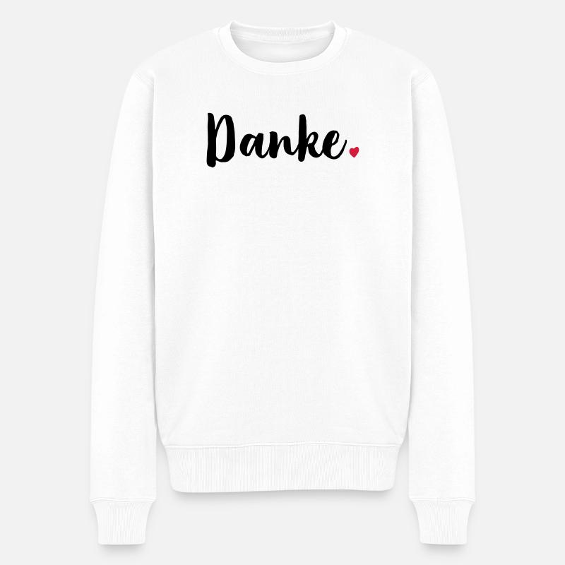 Danke Herz Geschenk Dankeschön - Männer Premium Bio Pullover - Weiß