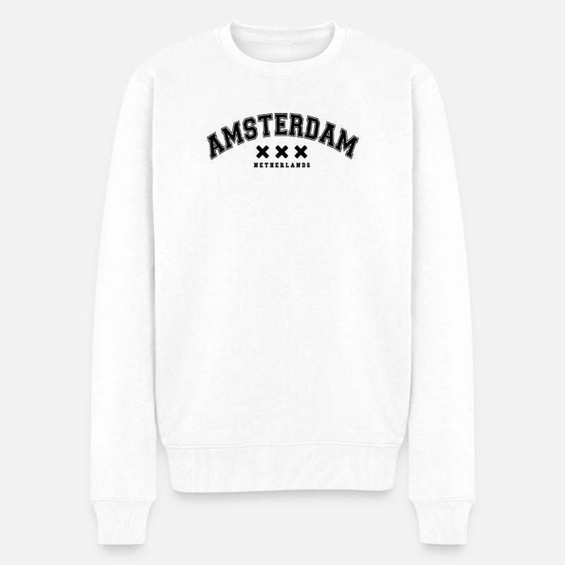 Amsterdam Pays-Bas - Pull Premium bio Homme - blanc