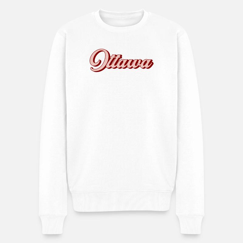 Ottawa Retro Script - Männer Premium Bio Pullover - Weiß