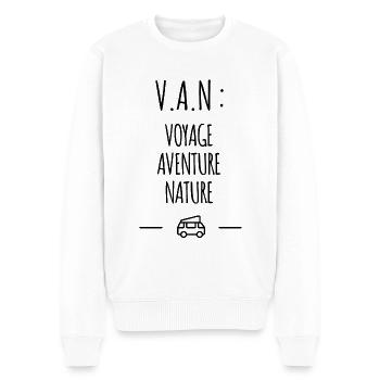 V.A.N. : Voyage Aventure Nature - Pull Premium bio Homme - blanc - Devant - Thijin (182cm)
