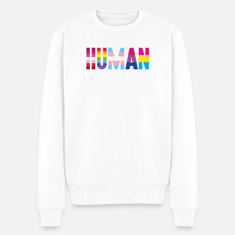 Pride Month LGBT - Wir sind alle Menschen - Männer Premium Bio Pullover - Weiß