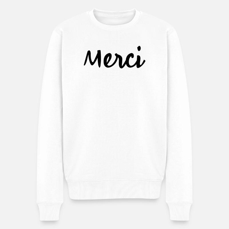 MERCI. THANKS. ANNIVERSAIRE. NAISSANCE. RETRAITE. - Pull Premium bio Homme - blanc