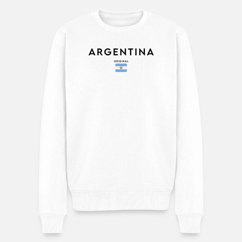 Drapeau argentin, fabriqué en Argentine - Pull Premium bio Homme - blanc